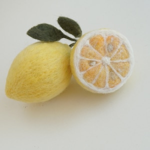 Handmade Needle Felt Lemon Ornament: Exotic Fruit Still Life Decor