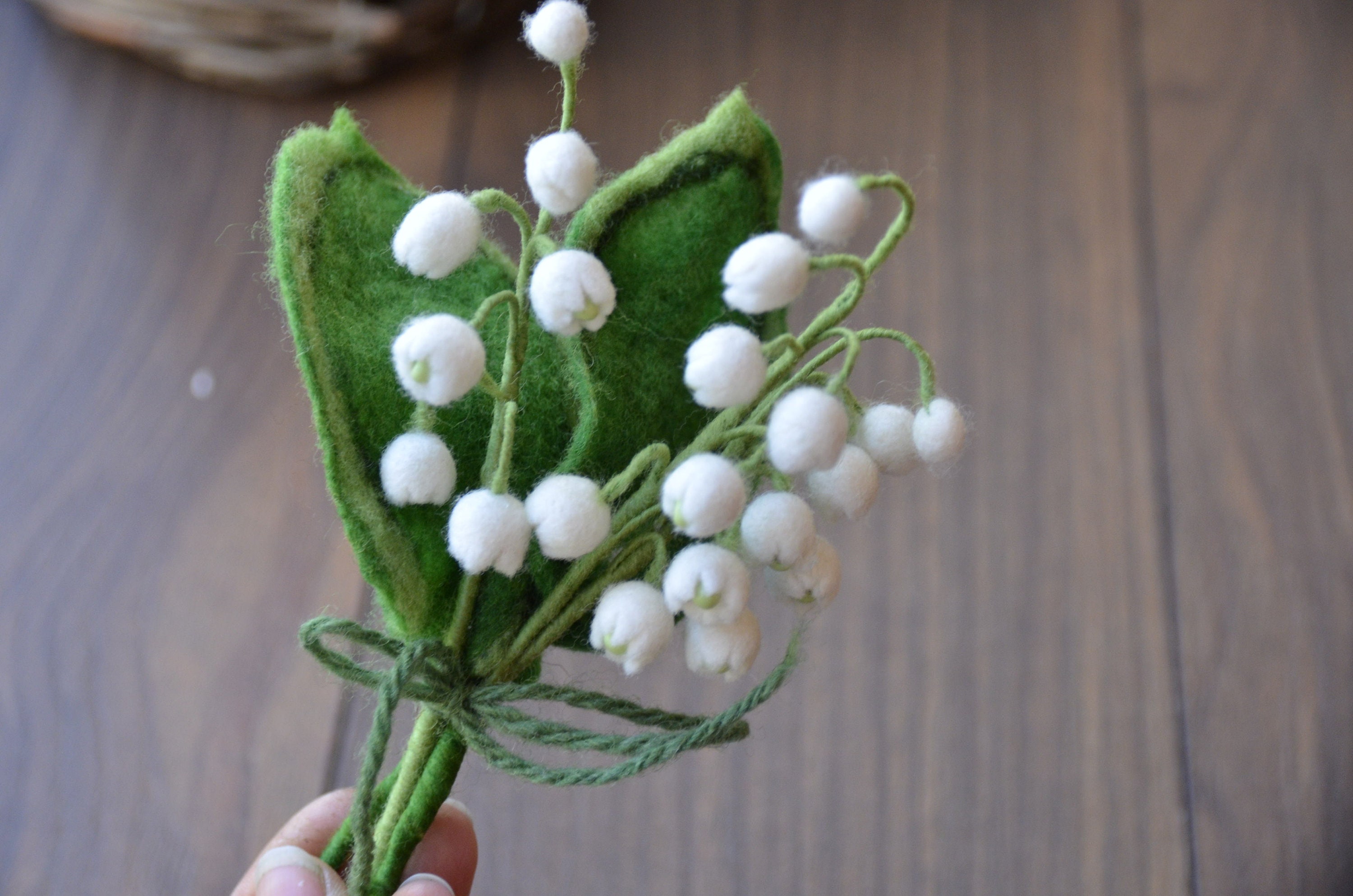 Three felt lily of the valley flower stem bouquet artificia Etsy