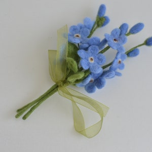 Needle Felt Forget-Me-Not Bouquet: Artificial Wildflower Arrangement