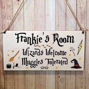 Second Ave Personalised Wizard Room Wooden Hanging Gift Rectangle Decoration Sign Plaque