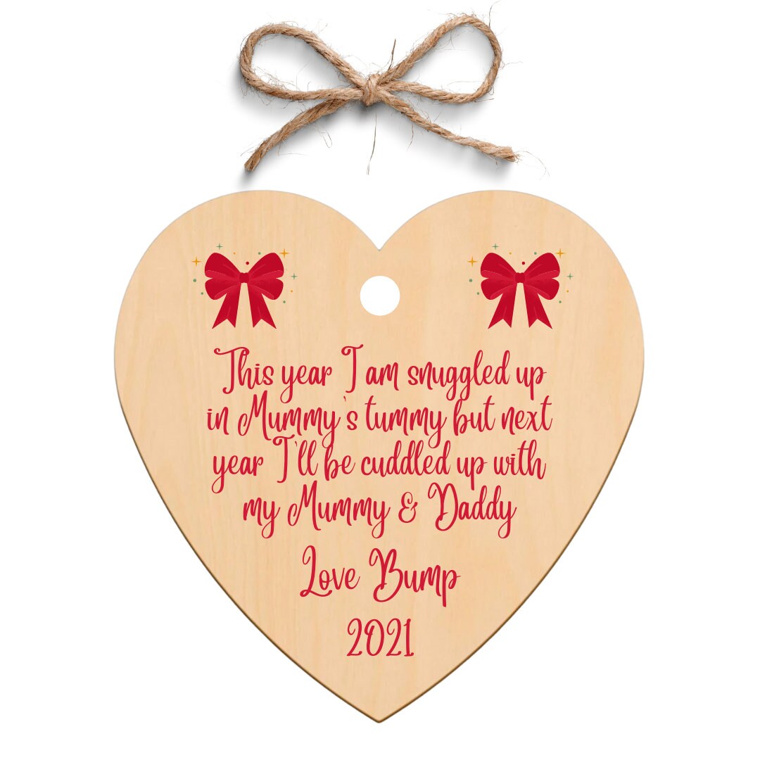 Second Ave Baby Bump Christmas Wooden Hanging Heart Christmas Etsy