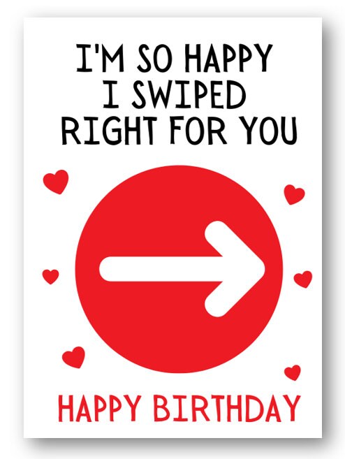 Biglietto Di San Valentino Divertente 'I'm So Happy I Swiped Right For You' - Cartolina Premium Con Busta, Carta Riciclata