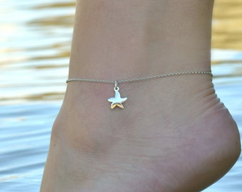 Dainty Anklets for Women, Anklet, Starfish Anklet, Simple Anklet, Ankle Bracelet for Women, Sterling Silver Anklets for Women, Silver Anklet