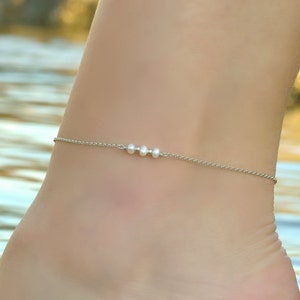 Dainty Anklets for Women, Anklet, freshwater pearl Anklet, Ankle Bracelet for Women, Sterling Silver Anklets for Women, Silver Anklet