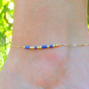 Name Anklet, Anklets for Women, Gold Ankle Bracelet, Boho Anklets for Women, Beaded Morse Code Anklet, Morse Code Jewelry