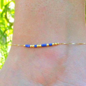 Morse Code Name Anklet, Anklets for Women, Gold Ankle Bracelet, Boho Anklets for Women, Beaded Anklet, Morse Code Jewelry