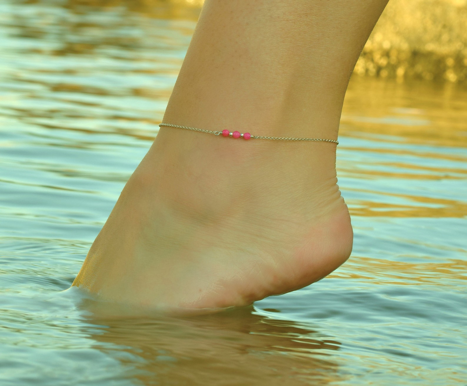 Dainty Anklets for Women, Anklet, Agate Anklet, Simple Anklet, Ankle