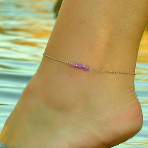 Dainty Anklets for Women, Anklet, Agate Anklet, Simple Anklet, Ankle Bracelet for Women, Sterling Silver Anklets for Women, Silver Anklet