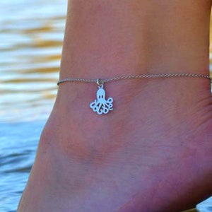Dainty Anklets for Women, Anklet, Octopus Anklet, Simple Anklet, Ankle Bracelet for Women, Sterling Silver Anklets for Women, Silver Anklet