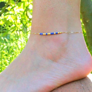 Morse Code Anklet, Anklets for Women, Sterling Silver Ankle Bracelet, Boho Anklets for Women, Beaded Anklet, Morse Code Jewelry