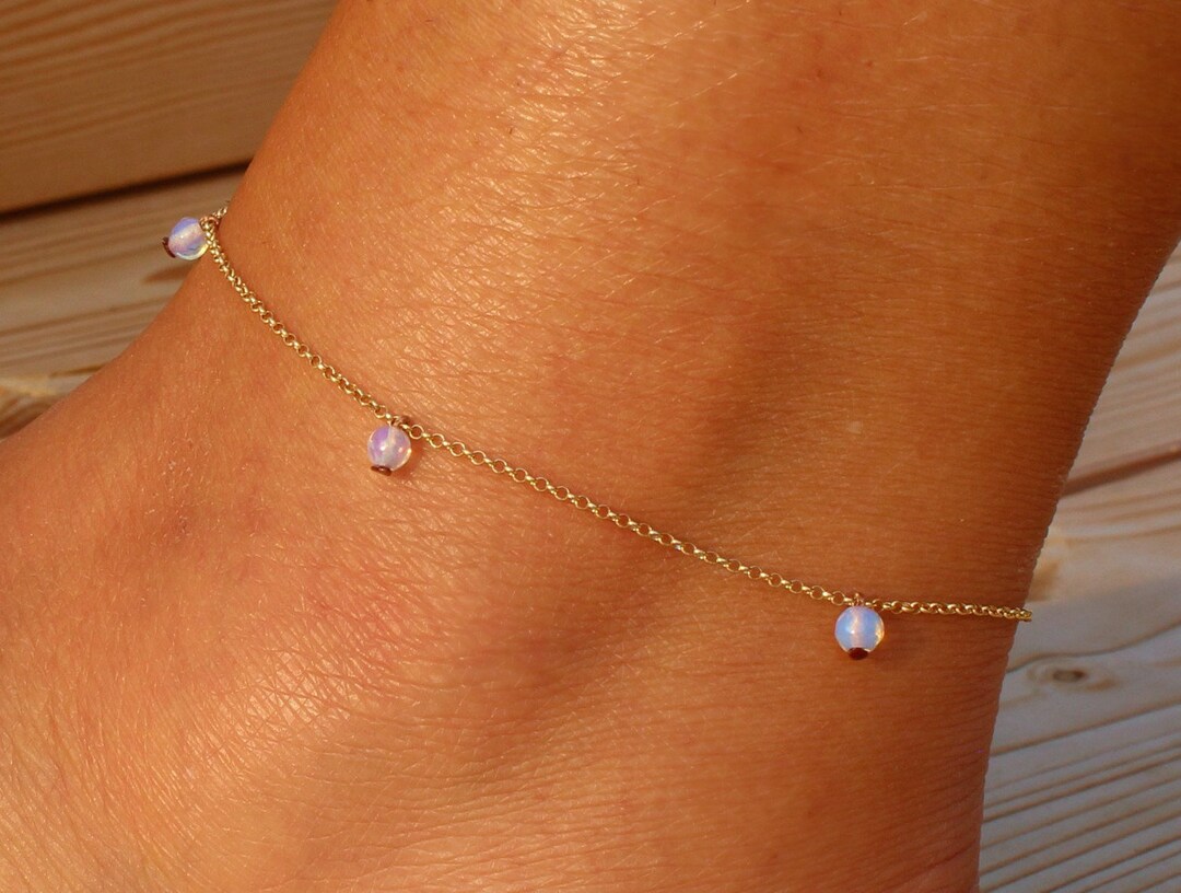 Moonstone Anklet Gold Anklets for Women Boho Anklets Beaded Etsy