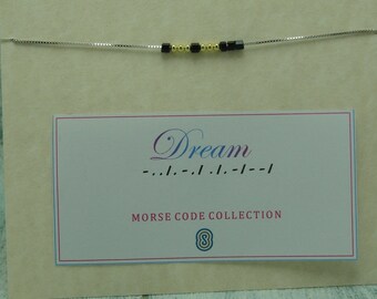 Collar de código Morse personalizado, código Morse delicado, collar de mensaje oculto, bendito, hermana, sueño, regalo para ella, collar personalizado