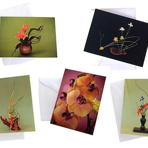 Jeu de cartes de correspondance artistiques originales, assortiment de cartes de voeux vierges en papier recyclé respectueux de l'environnement, cartes de voeux fleur ikebana, notes d'amour