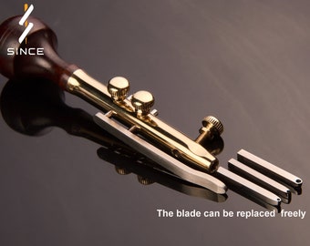 Since Leather Tools Free Hand Edge Stitching Groover Adjustable creaser with 3 types of blade 1.2/1.5/2.0mm