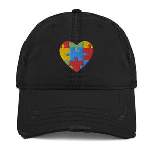 Autism Awareness Distressed Black Hat
