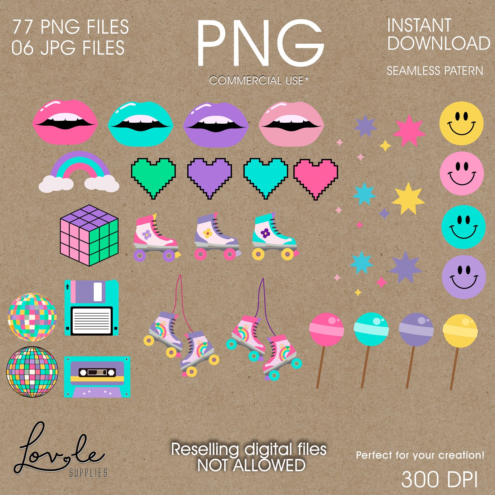 80s Clipart Roller Skates Clipart Retro Party Clipart - Etsy