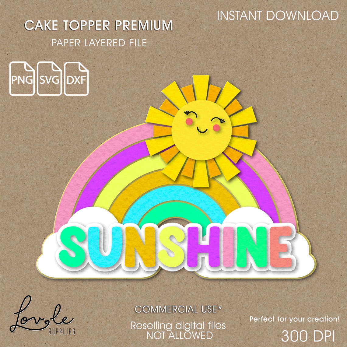 Sunshine Cake Topper SVG Rainbow Cake Topper Cutting Files Etsy