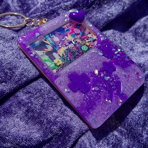 Electric purple gameboy shaker keychain
