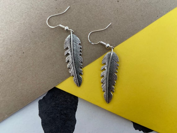 Feather Pendant Sterling Silver Earrings