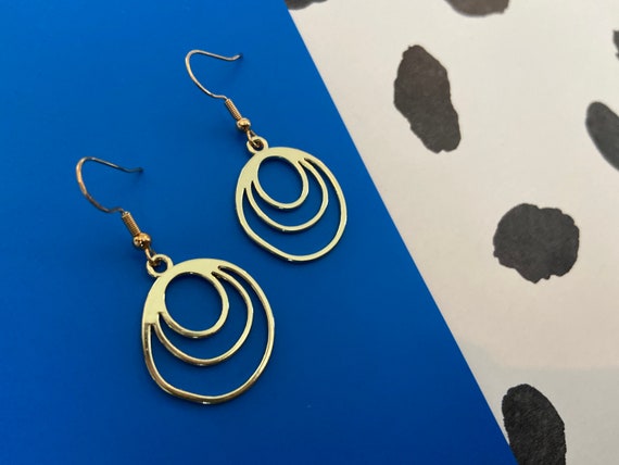 Gold Fused Circle Sterling Silver Earrings