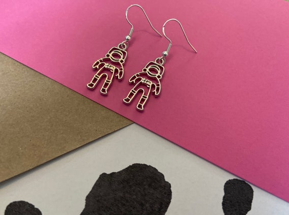Silver Rocketman Astronaut Sterling Silver Earrings