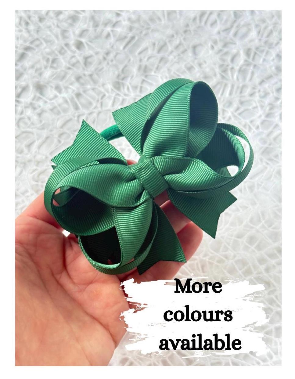 Elegant hunter/bottle green school bow, green school bow, green bow set, back to school bows, plain bows for girls