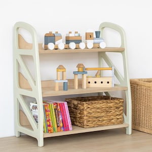 Montessori Holz Spielzeug Organizer – Kinderregal mit 9 Farboptionen