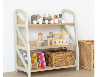 Colorful Montessori Wooden Toy Organizer for Kids – 9 Vibrant Options Available