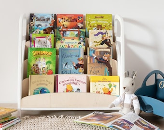 モンテッソーリの子供部屋用木製本棚：保育園の本のディスプレイ