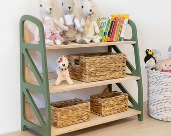Montessori Toy Storage Shelf: 3-Tier Wooden Nursery Organizer