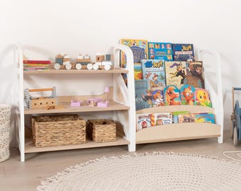 Montessori Shelf Set: Birch Plywood Bookcase & Toy Organizer