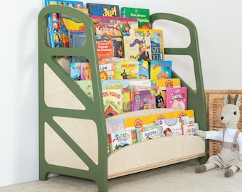 Montessori Kids Bookshelf: Handmade Birch Plywood Toddler Book Organizer