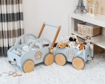 Kleinkind Walker Spielzeugauto - Kinderspielzeug | Walker Auto aus Holz - Bestes Geschenk zum ersten Geburtstag | Push & Pull Baby Junge Montessori / Waldorf Spielzeug