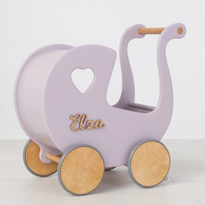 Retro stijl poppenwagen, Houten wandelwagen speelgoed, Gepersonaliseerde babywagen, Montessori Speelgoed, Geschenken voor 1 jaar oud meisje