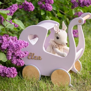 Duw Baby Meisjes Wandelwagen, Houten Wandelwagen Speelgoed, Poppenwagen & Beddengoed, Montessori Duwkar, Gepersonaliseerd Verjaardagscadeau
