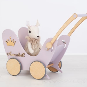 Duw Baby Meisjes Wandelwagen, Houten Wandelwagen Speelgoed, Poppenwagen & Beddengoed, Montessori Duwkar, Gepersonaliseerd Verjaardagscadeau