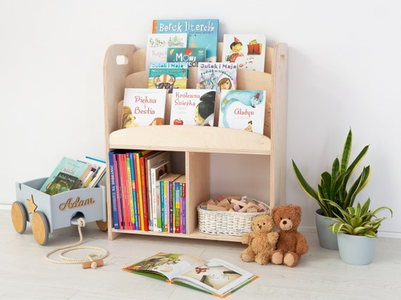 Estantería Montessori para niños, estantería de madera para juguetes para  niños, estantería moderna para habitación de niños, biblioteca para niños  pequeños, exhibiciones de libros de guardería -  España