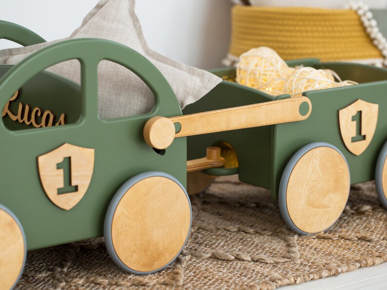 BABY CAR WITH Wheels Wooden Walker Wagon Cart Toddler Push Etsy