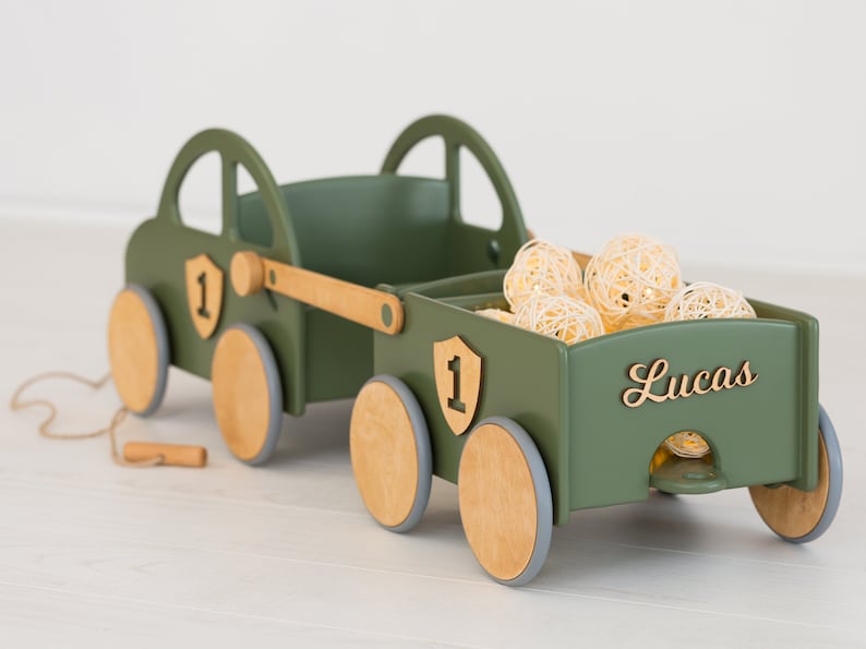 BABY CAR WITH Wheels Wooden Walker Wagon Cart Toddler Push Etsy