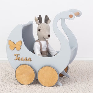 Duw Baby Meisjes Wandelwagen, Houten Wandelwagen Speelgoed, Poppenwagen & Beddengoed, Montessori Duwkar, Gepersonaliseerd Verjaardagscadeau