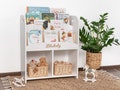 White Front-Facing Kids Book Display with Lower Open Storage
