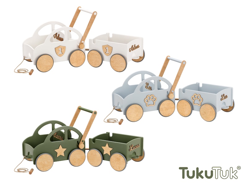BABY CAR WITH Wheels Wooden Walker Wagon Cart Toddler Push Etsy