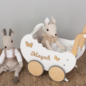 Houten Wandelwagen, Baby Duw Speelgoed, Custom 1e verjaardag meisje, Kindercadeau met naam, Duwstang om te leren lopen, Montessori Speelgoed