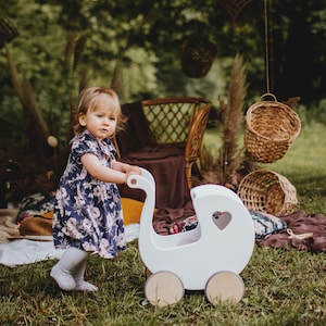 Peuter Walker, Aangepaste kinderen speelgoed met naam, Duw speelgoed kinderwagen, 1e Verjaardagscadeau, 1 Jaar Oud Meisje, Houten Duwwagen