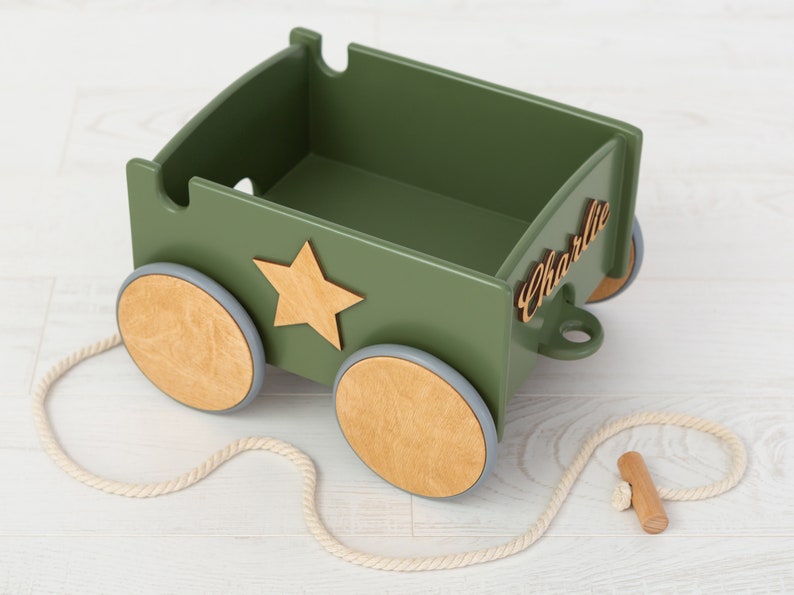 Kids Toy Box with Wheels | Wooden Baby Wagon | Pull Toy Wagon for Girl | Personalized Baby Girl Pull Toy Box | Montessori Toy | Pull Toy wit Wheels | Custom Toy with Name | Handmade Baby Girl Gift | First Birthday Gift for Girl | Montessori Baby Toy