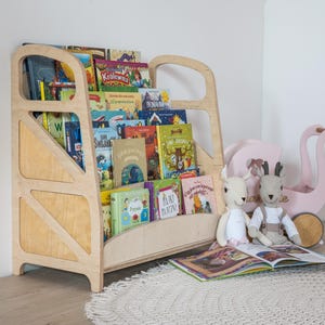 Personalized Montessori Bookshelf: Handmade Birch Wood, Eco-Friendly Nursery Furniture