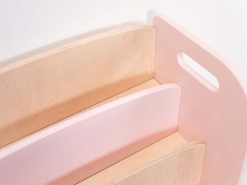 Librería Montessori rosa: estantería de madera para guardería y sala de juegos imagen 6