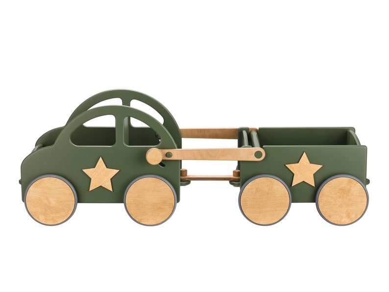 BABY CAR WITH Wheels Wooden Walker Wagon Cart Toddler Push Etsy