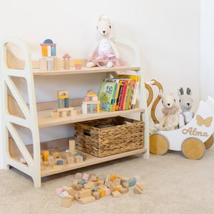 Handmade Montessori Toy Shelf: 3-Tier Kids Organizer, Nursery Furniture