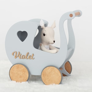 Duwstang voor babymeisjes, Houten wandelaar peuters, Eerste Verjaardagscadeau voor Meisje, Gepersonaliseerde poppenwagen met naam, Looprek